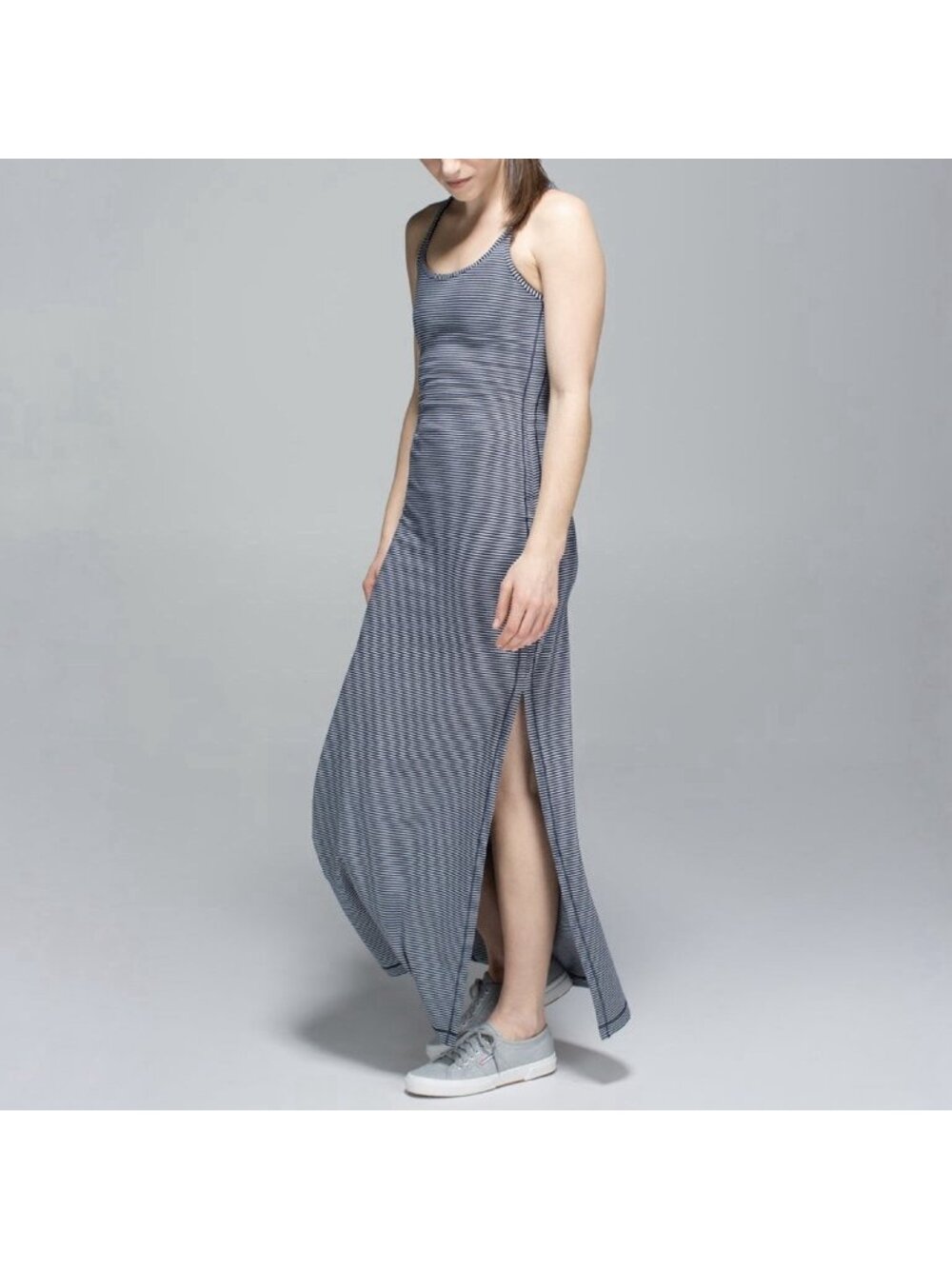 Lululemon Refresh Maxi Dress Inkwell Blue Striped Racerback Women’s Size 6